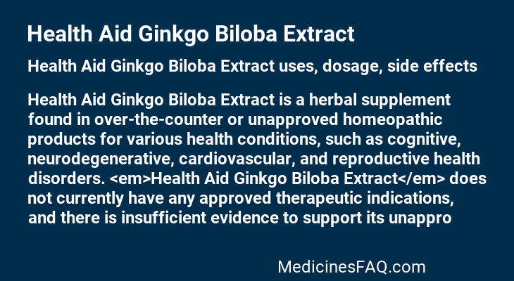 Health Aid Ginkgo Biloba Extract