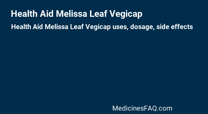 Health Aid Melissa Leaf Vegicap