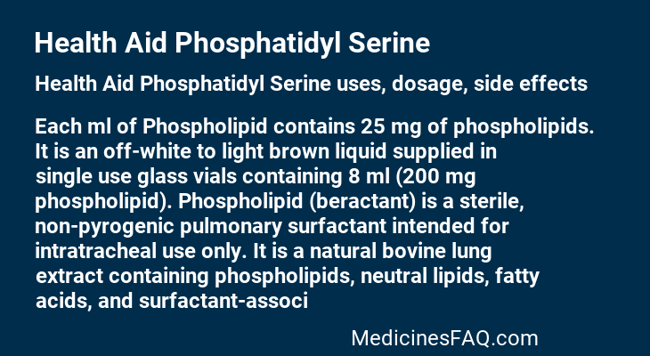 Health Aid Phosphatidyl Serine