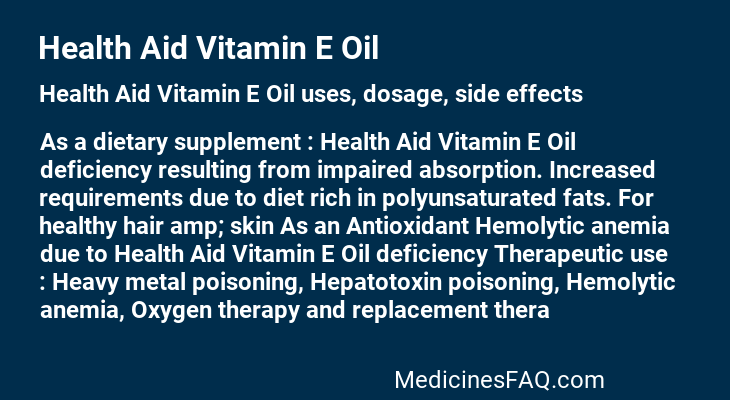 Health Aid Vitamin E Oil