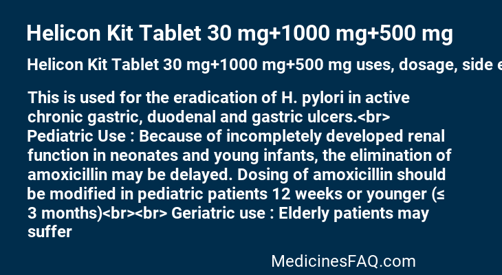 Helicon Kit Tablet 30 mg+1000 mg+500 mg