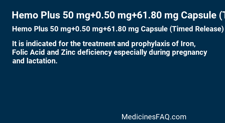 Hemo Plus 50 mg+0.50 mg+61.80 mg Capsule (Timed Release)