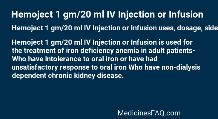 Hemoject 1 gm/20 ml IV Injection or Infusion