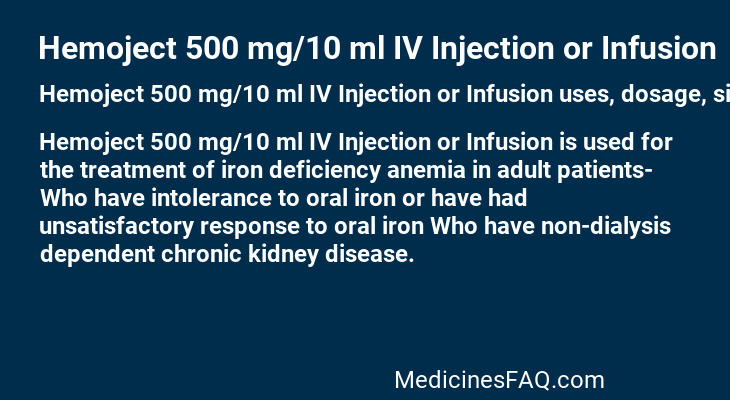 Hemoject 500 mg/10 ml IV Injection or Infusion