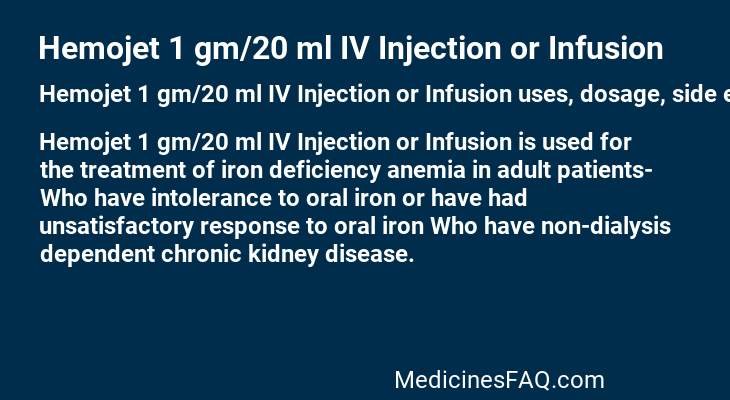 Hemojet 1 gm/20 ml IV Injection or Infusion