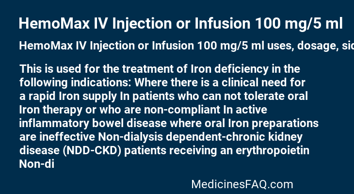 HemoMax IV Injection or Infusion 100 mg/5 ml