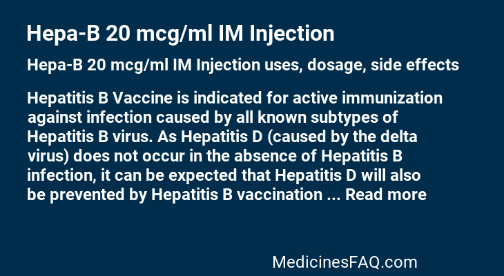 Hepa-B 20 mcg/ml IM Injection