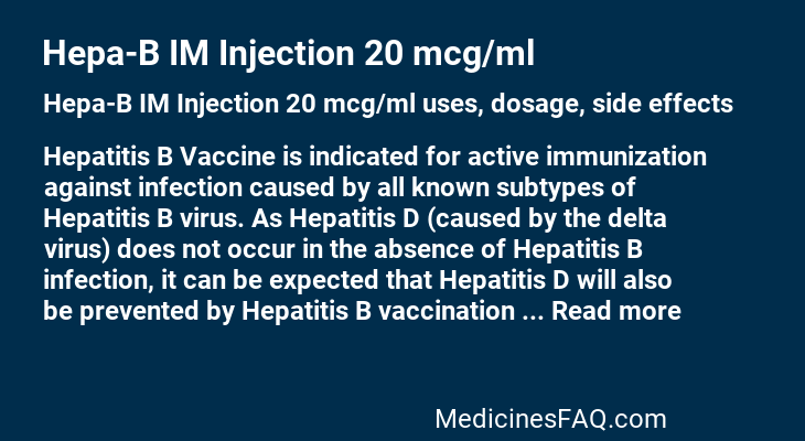 Hepa-B IM Injection 20 mcg/ml