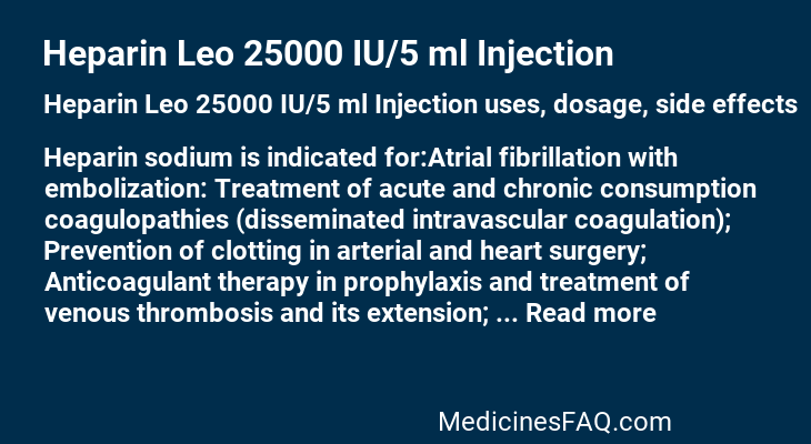 Heparin Leo 25000 IU/5 ml Injection