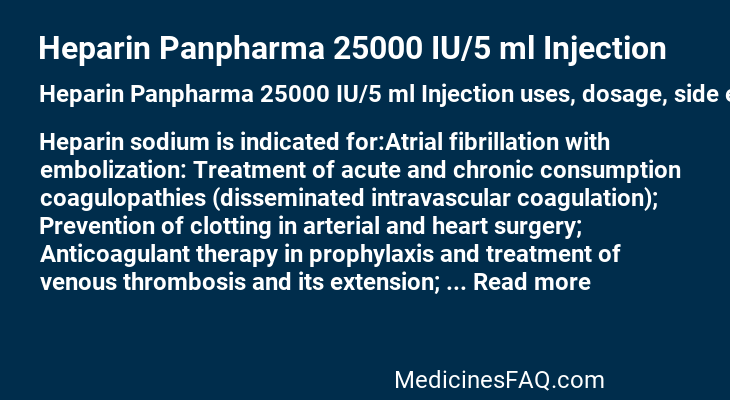 Heparin Panpharma 25000 IU/5 ml Injection