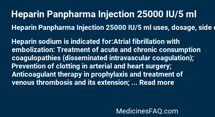 Heparin Panpharma Injection 25000 IU/5 ml