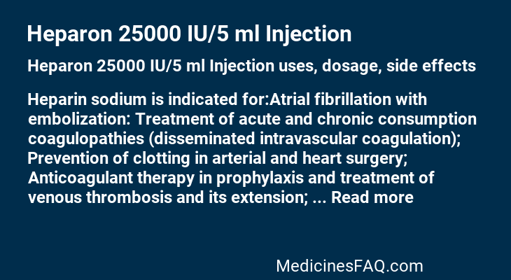 Heparon 25000 IU/5 ml Injection