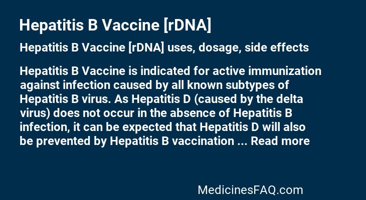 Hepatitis B Vaccine [rDNA]