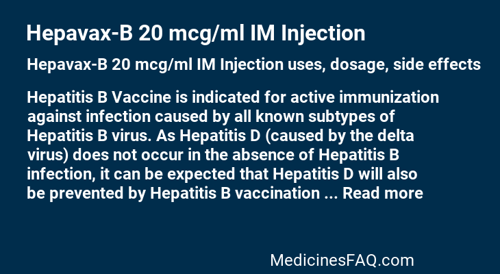 Hepavax-B 20 mcg/ml IM Injection