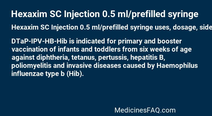 Hexaxim SC Injection 0.5 ml/prefilled syringe