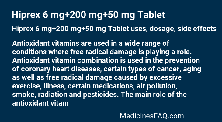 Hiprex 6 mg+200 mg+50 mg Tablet