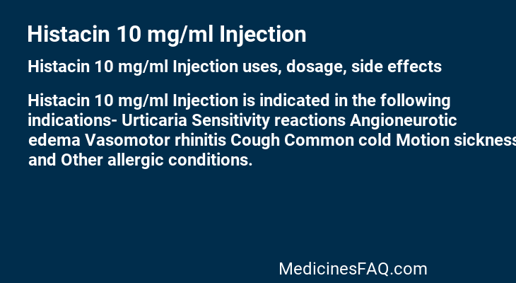 Histacin 10 mg/ml Injection