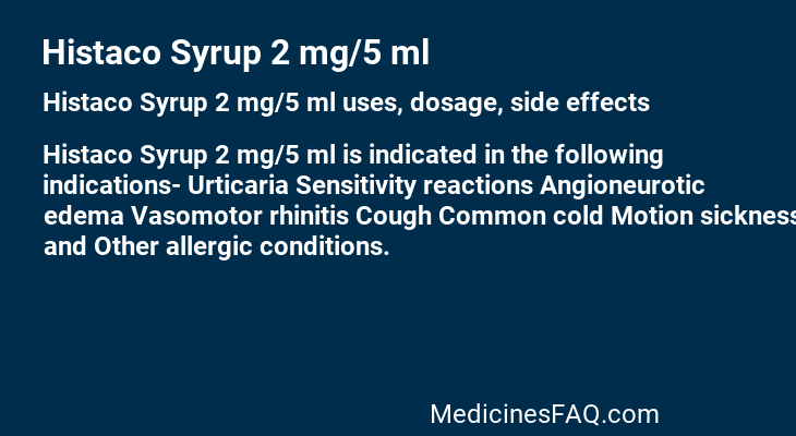 Histaco Syrup 2 mg/5 ml