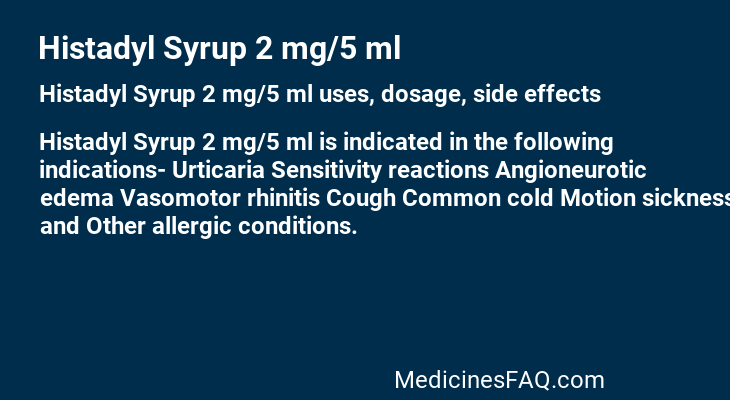 Histadyl Syrup 2 mg/5 ml