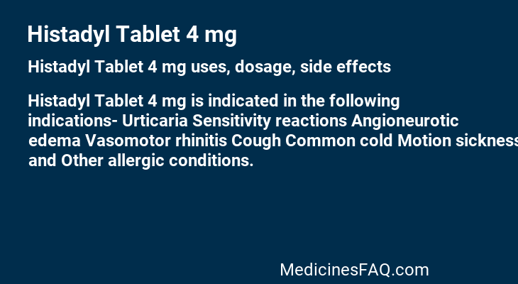 Histadyl Tablet 4 mg