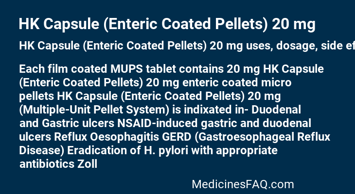 HK Capsule (Enteric Coated Pellets) 20 mg