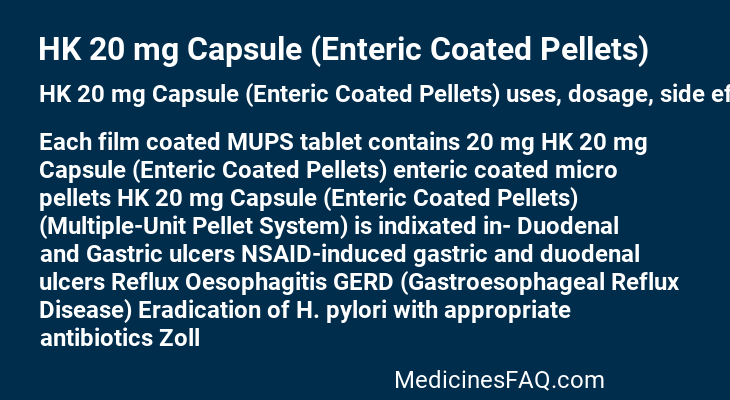 HK 20 mg Capsule (Enteric Coated Pellets)