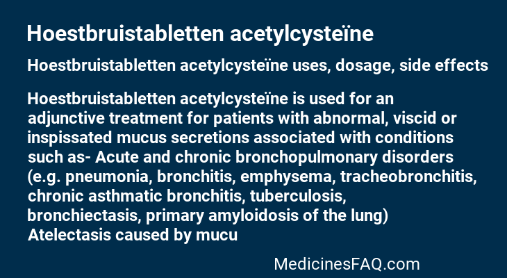 Hoestbruistabletten acetylcysteïne