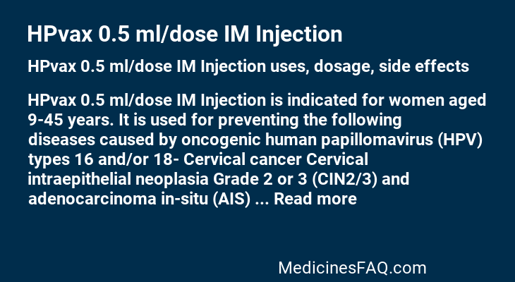 HPvax 0.5 ml/dose IM Injection