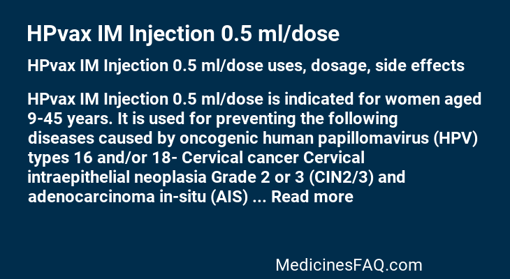 HPvax IM Injection 0.5 ml/dose