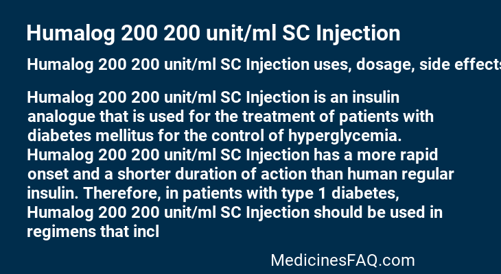 Humalog 200 200 unit/ml SC Injection