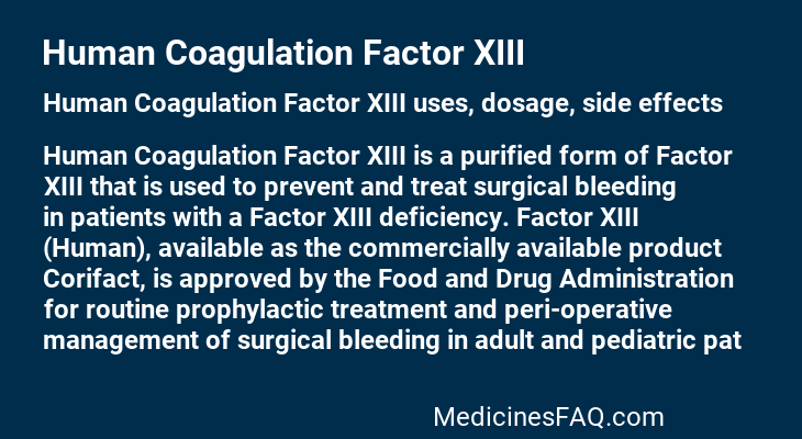 Human Coagulation Factor XIII