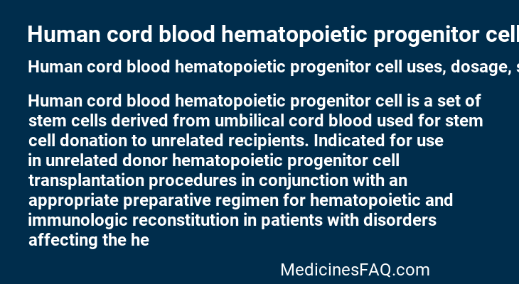 Human cord blood hematopoietic progenitor cell