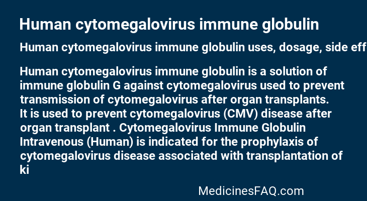 Human cytomegalovirus immune globulin