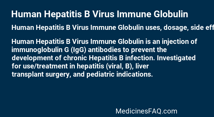 Human Hepatitis B Virus Immune Globulin