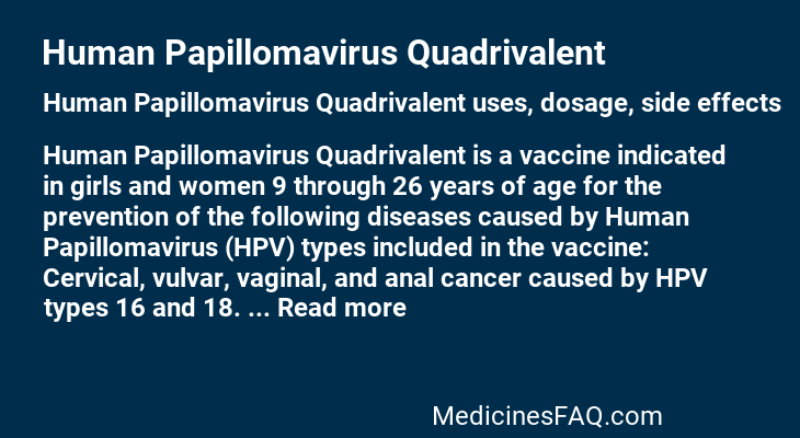 Human Papillomavirus Quadrivalent