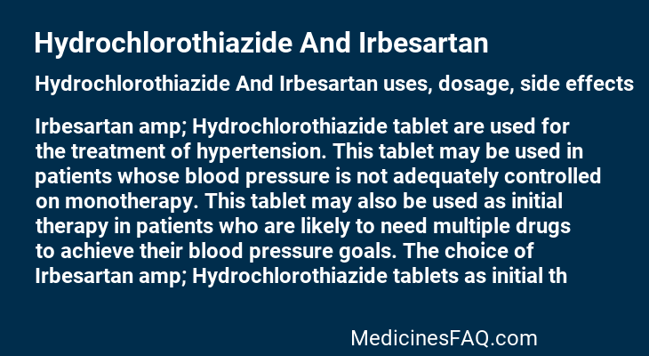 Hydrochlorothiazide And Irbesartan