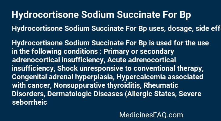 Hydrocortisone Sodium Succinate For Bp