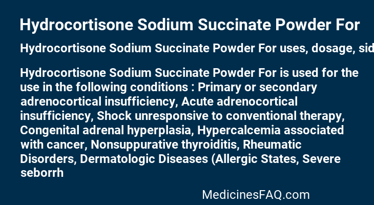 Hydrocortisone Sodium Succinate Powder For