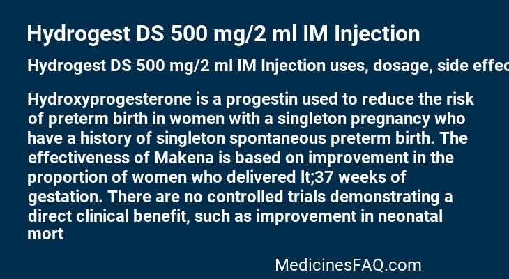 Hydrogest DS 500 mg/2 ml IM Injection