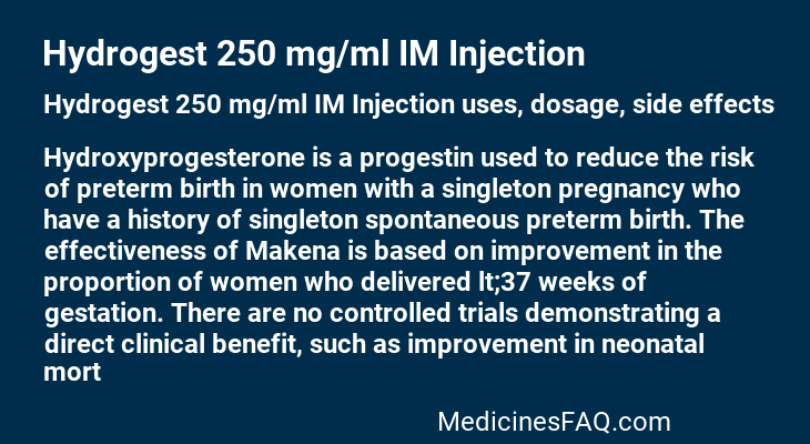 Hydrogest 250 mg/ml IM Injection