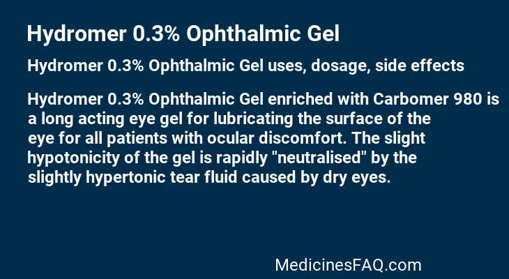 Hydromer 0.3% Ophthalmic Gel