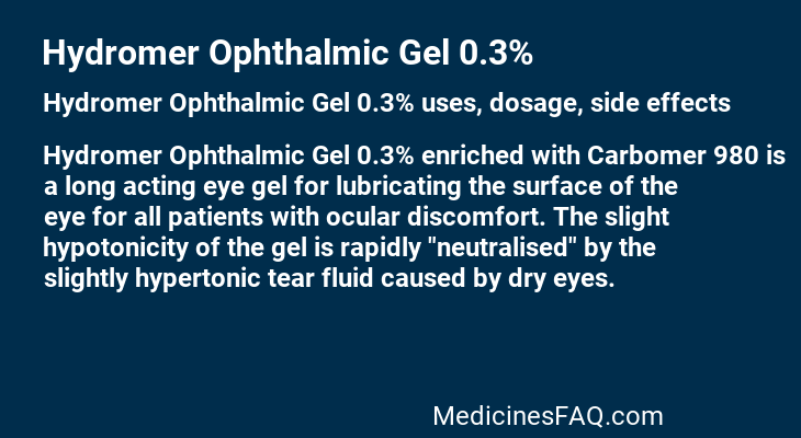 Hydromer Ophthalmic Gel 0.3%