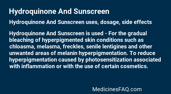 Hydroquinone And Sunscreen