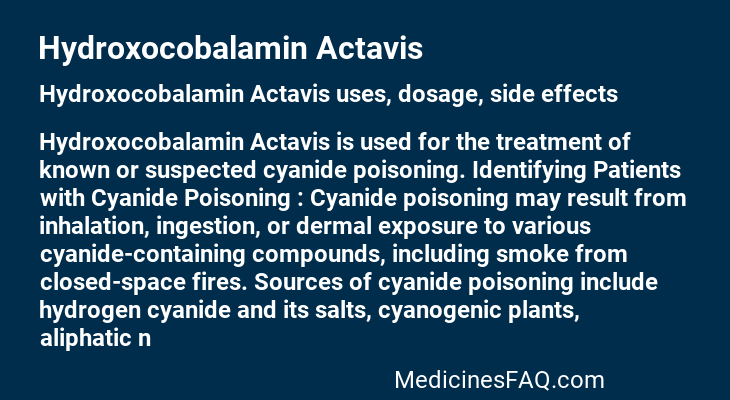 Hydroxocobalamin Actavis