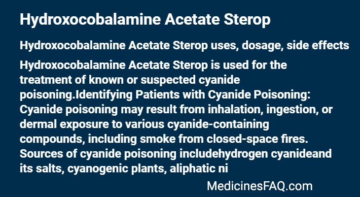 Hydroxocobalamine Acetate Sterop
