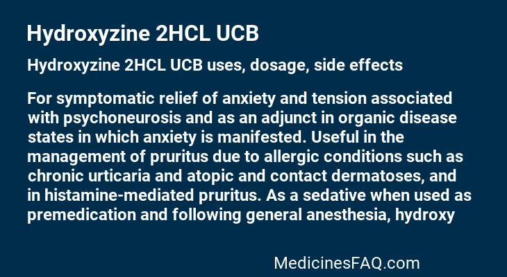 Hydroxyzine 2HCL UCB
