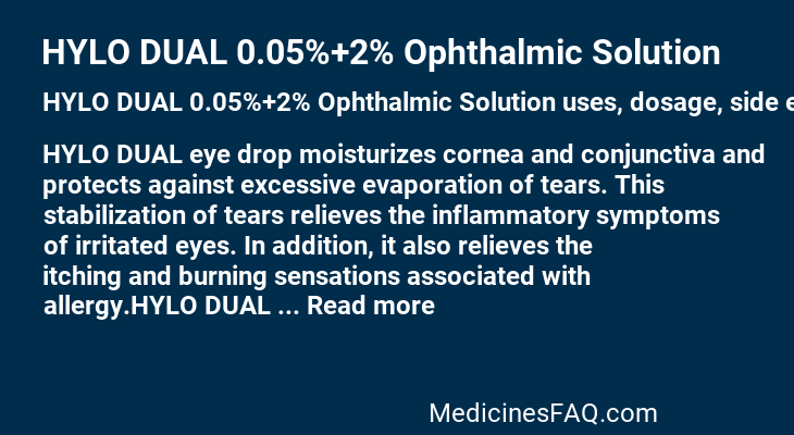 HYLO DUAL 0.05%+2% Ophthalmic Solution