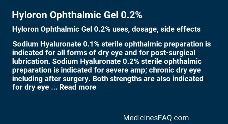 Hyloron Ophthalmic Gel 0.2%