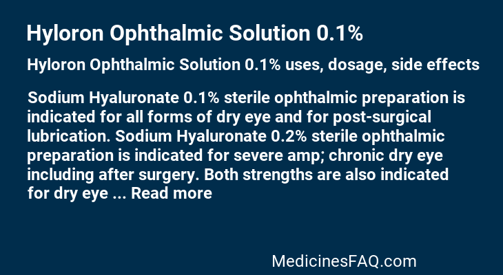 Hyloron Ophthalmic Solution 0.1%