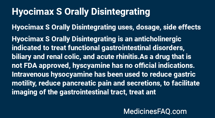 Hyocimax S Orally Disintegrating